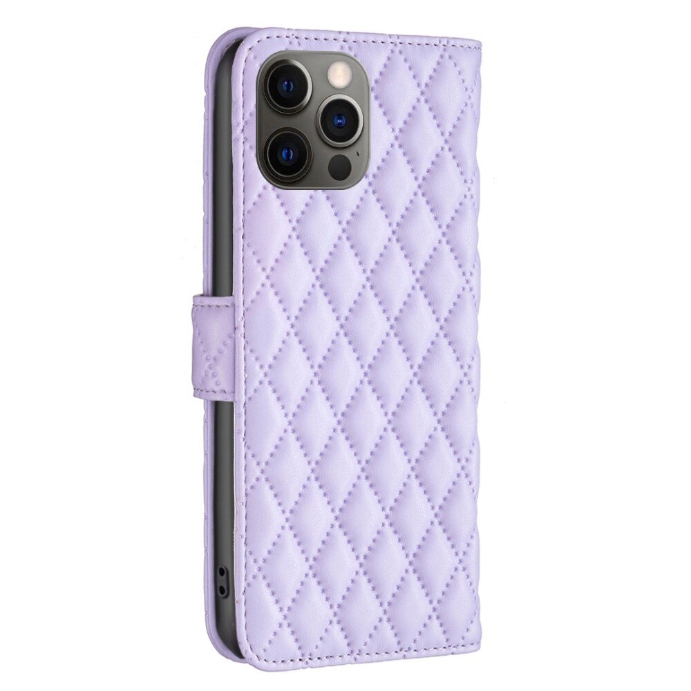 Coque portefeuille matelassé iPhone 12/12 Pro Violet