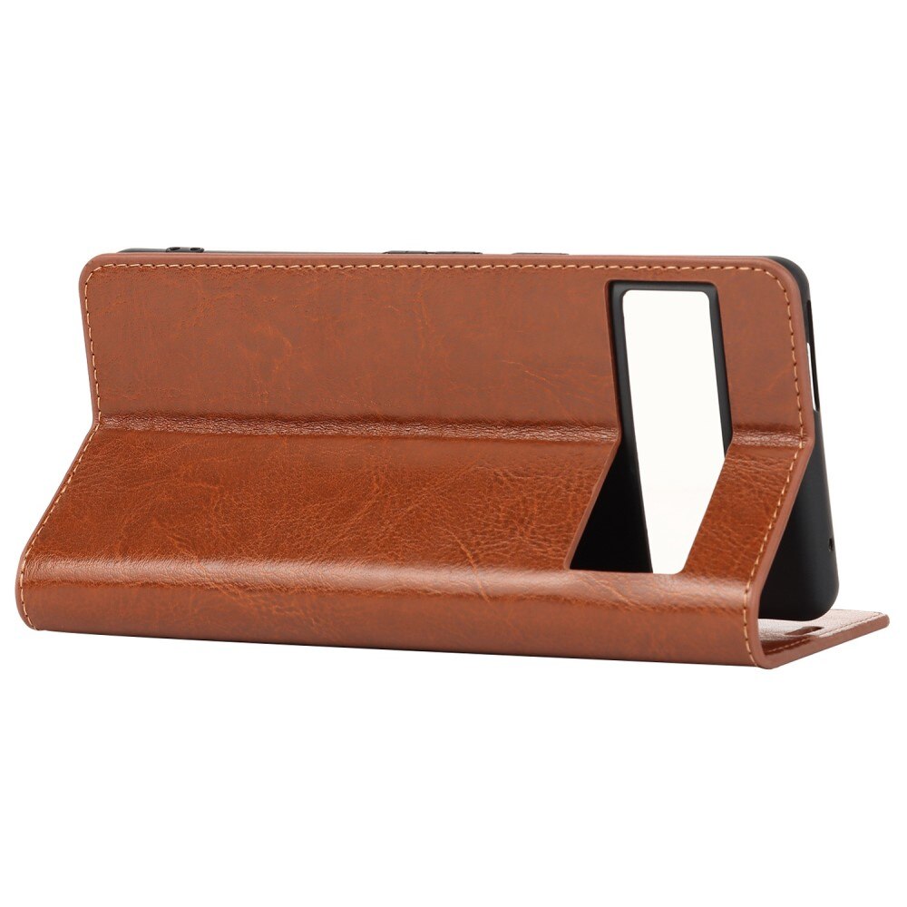 Coque portefeuille en cuir Veritable Google Pixel 7 Pro, Marron