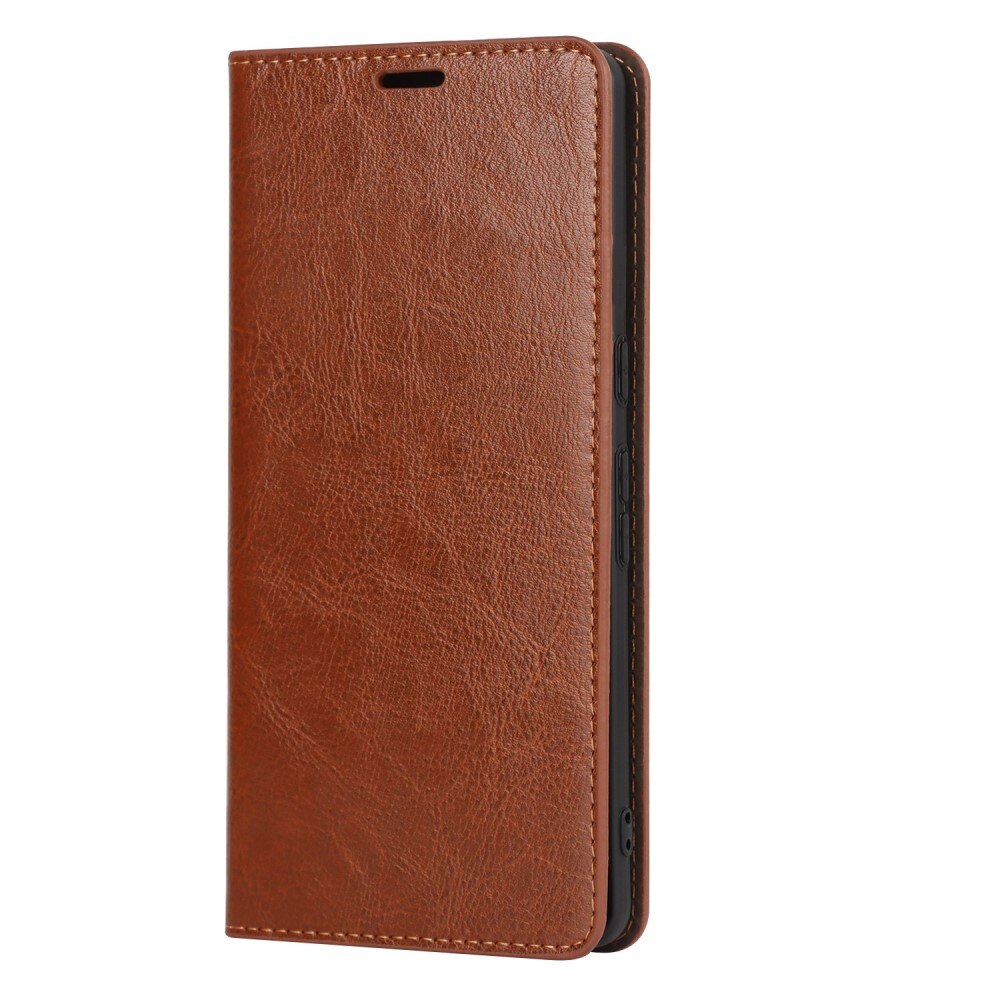 Coque portefeuille en cuir Veritable Google Pixel 7 Pro, Marron