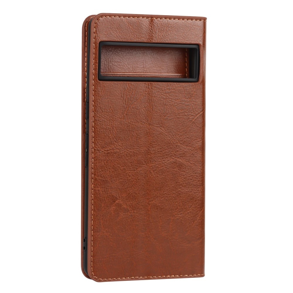 Coque portefeuille en cuir Veritable Google Pixel 7 Pro, Marron