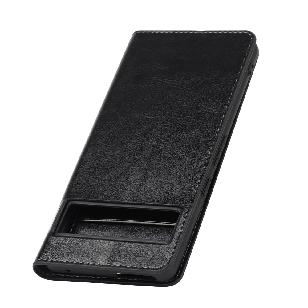 Coque portefeuille en cuir Veritable Google Pixel 7 Pro, noir