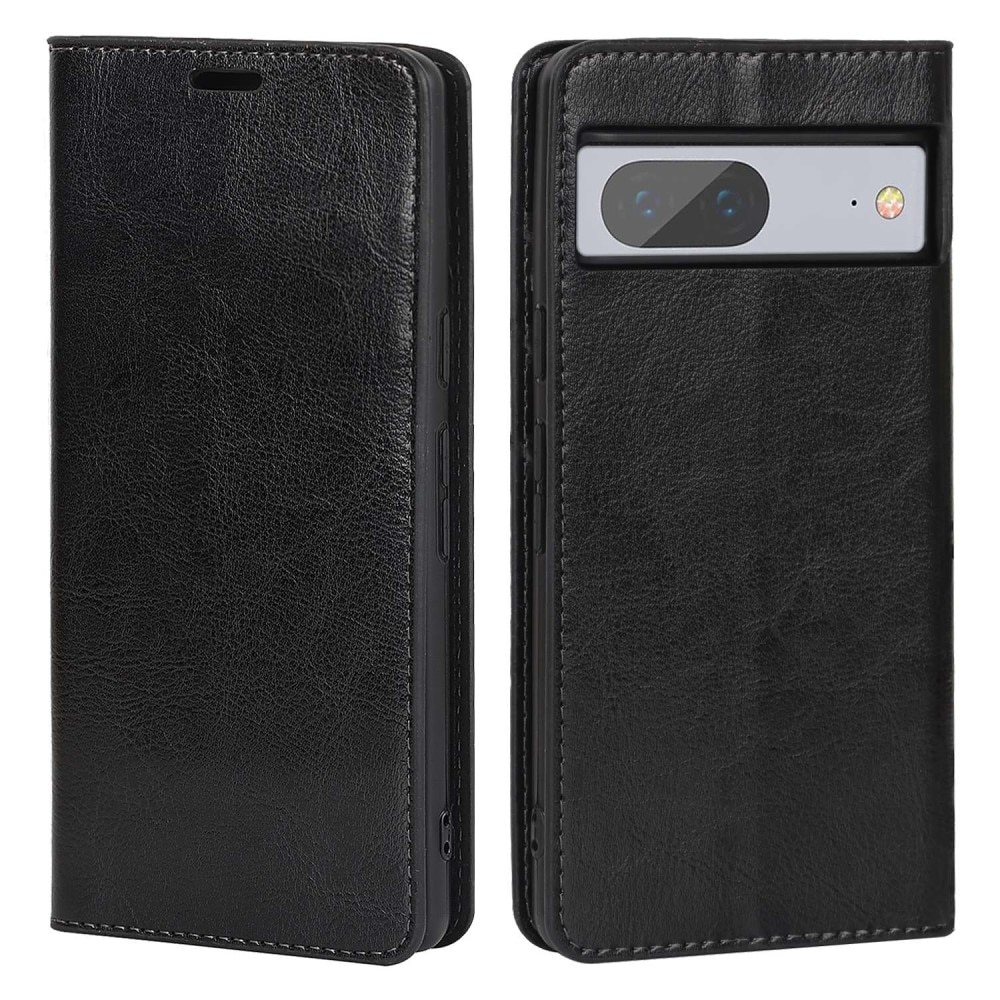 Coque portefeuille en cuir Veritable Google Pixel 7, Noir
