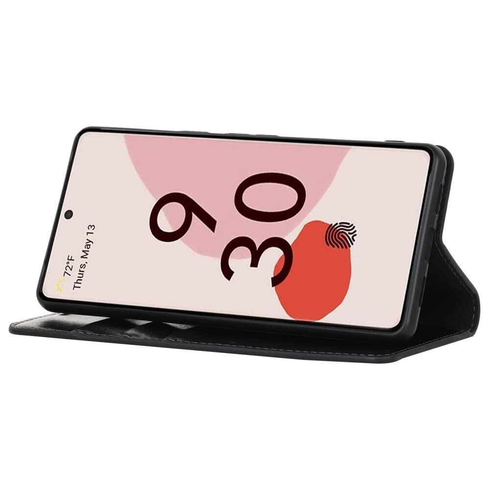 Coque portefeuille en cuir Veritable Google Pixel 7, noir