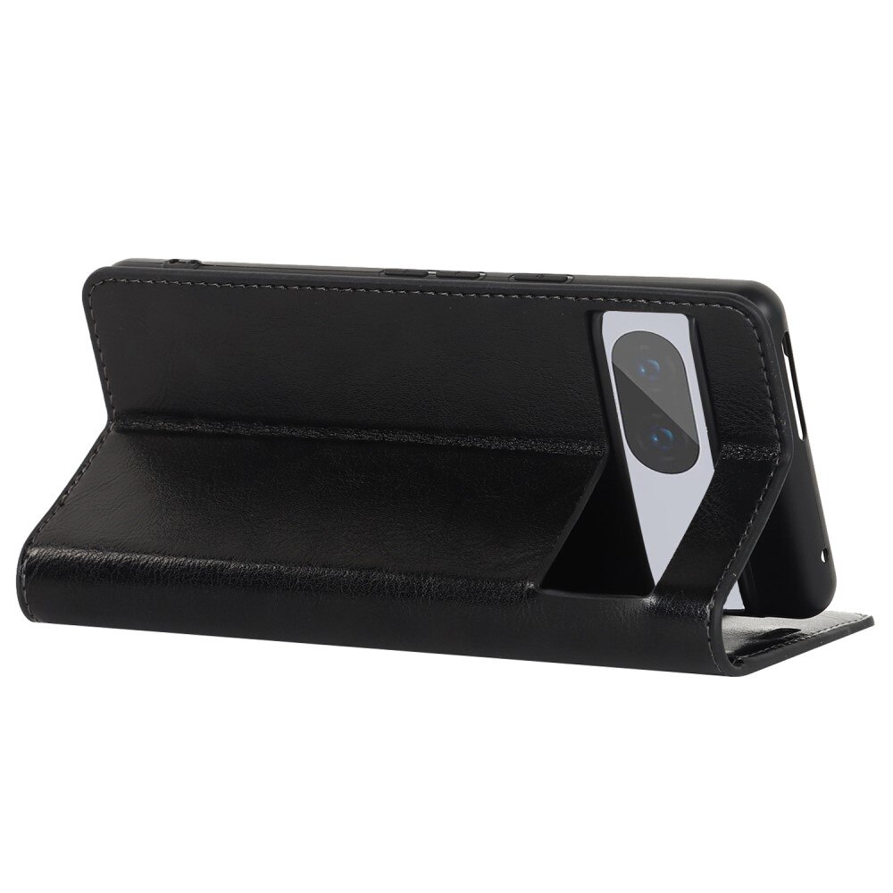 Coque portefeuille en cuir Veritable Google Pixel 7, Noir