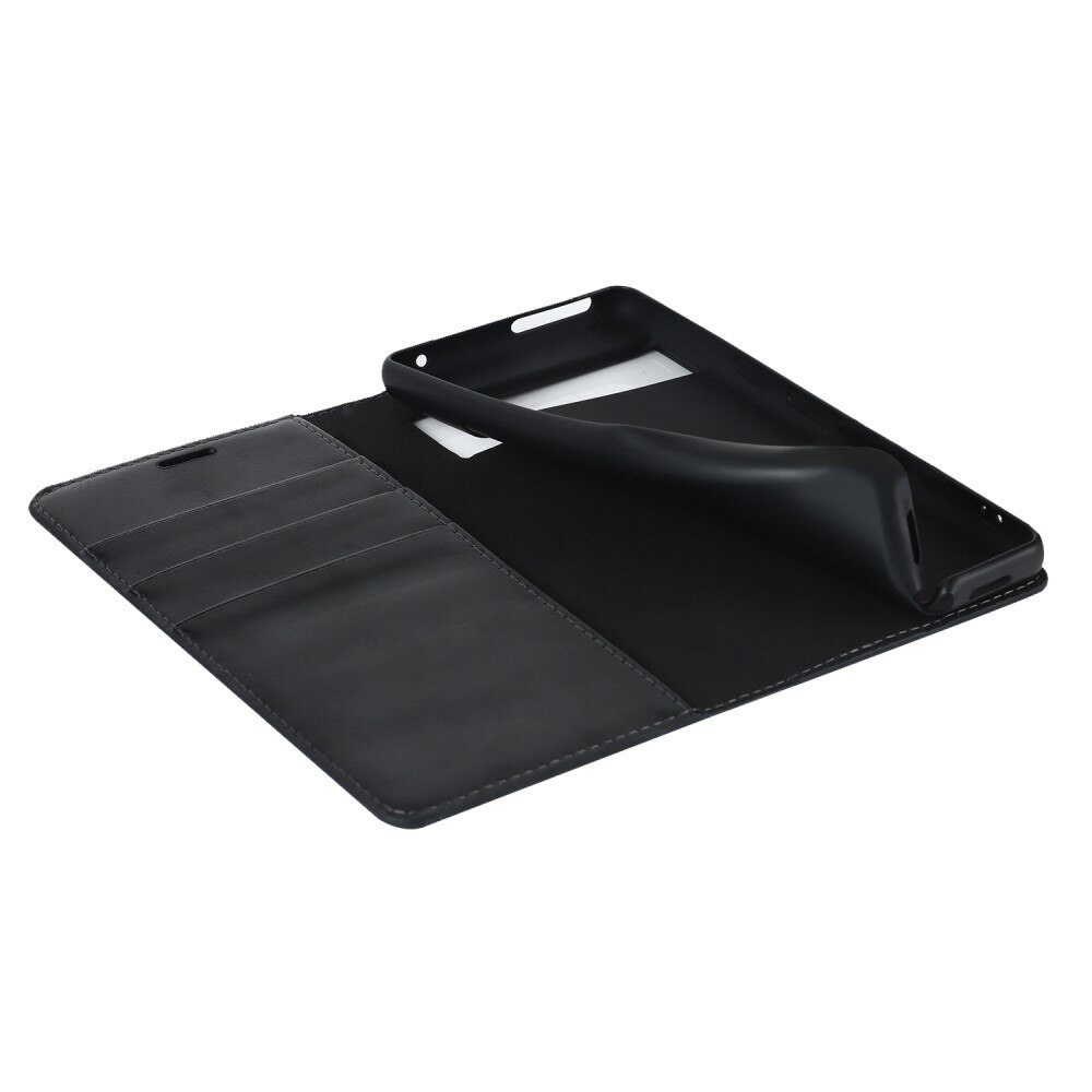 Coque portefeuille en cuir Veritable Google Pixel 7, Noir