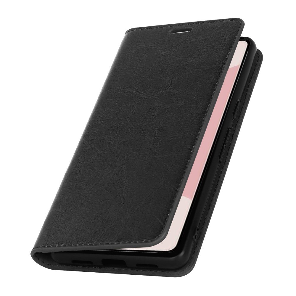 Coque portefeuille en cuir Veritable Google Pixel 7, noir