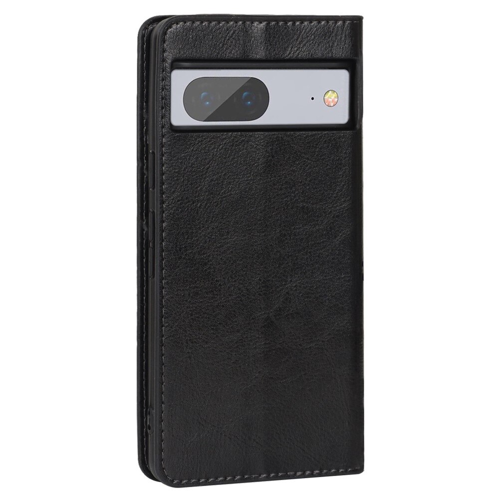 Coque portefeuille en cuir Veritable Google Pixel 7, noir