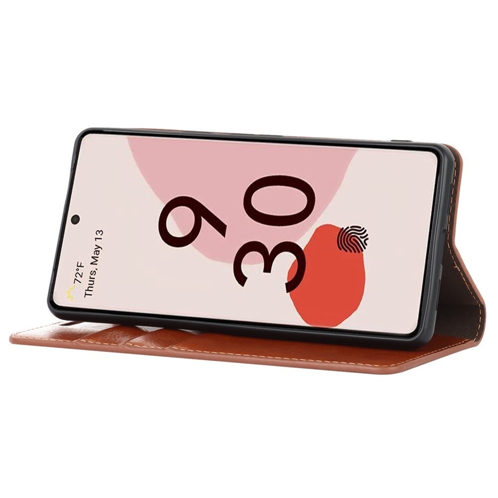 Coque portefeuille en cuir Veritable Google Pixel 7, marron