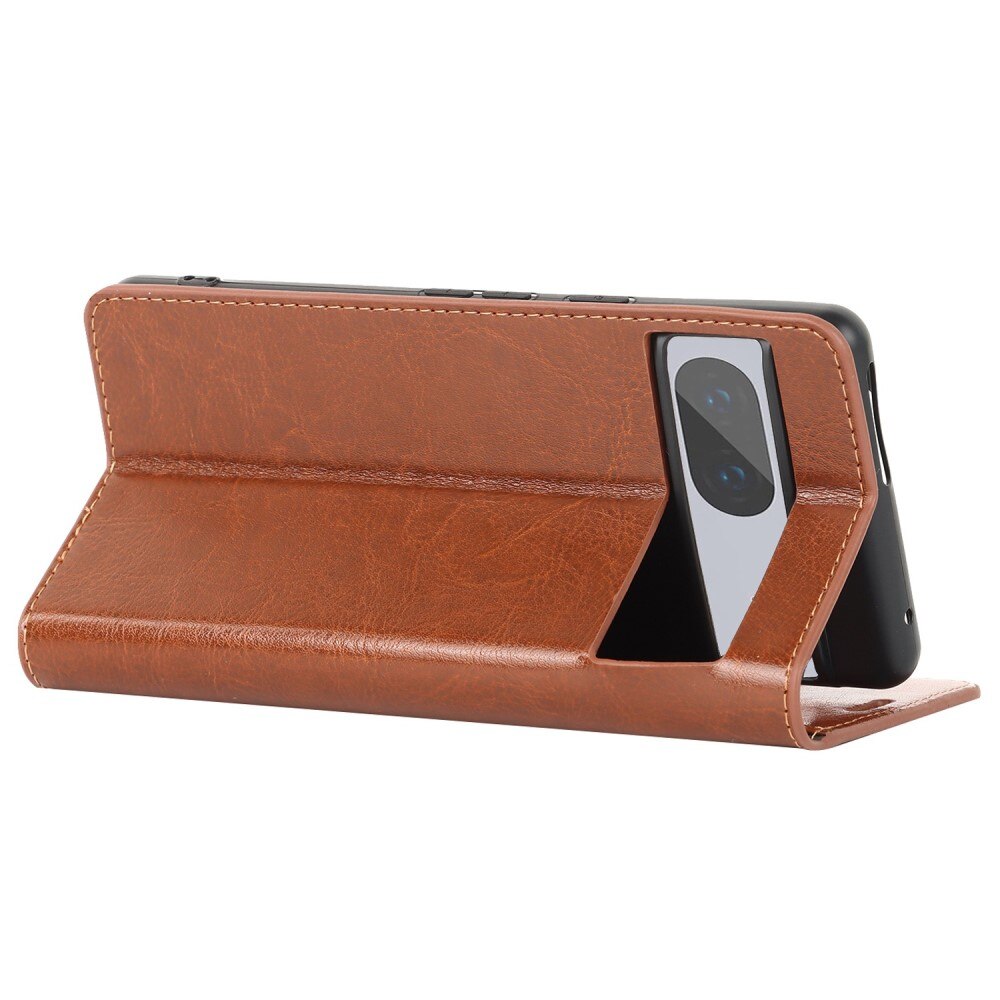 Coque portefeuille en cuir Veritable Google Pixel 7, marron