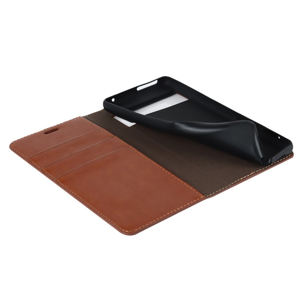 Coque portefeuille en cuir Veritable Google Pixel 7, Marron