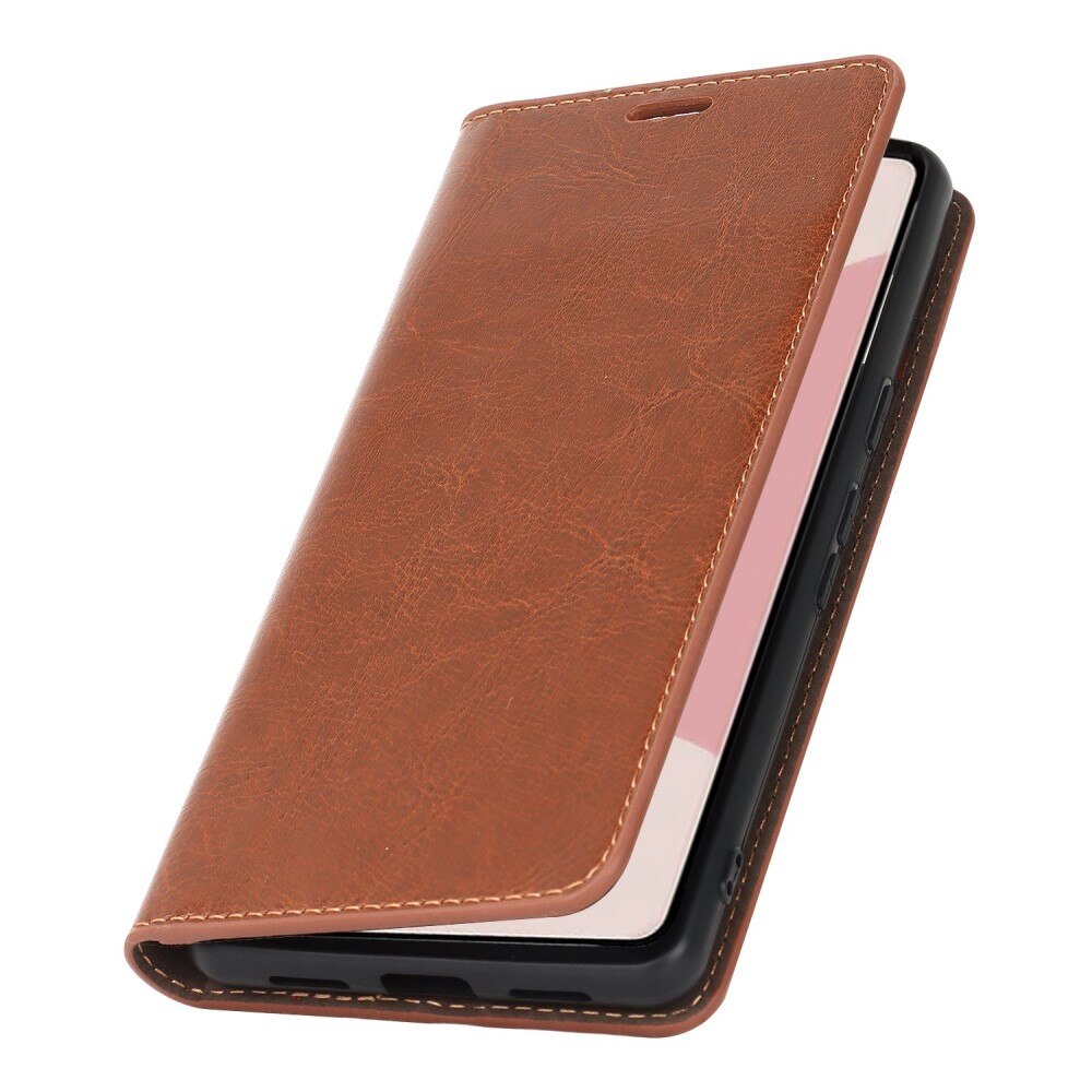 Coque portefeuille en cuir Veritable Google Pixel 7, marron