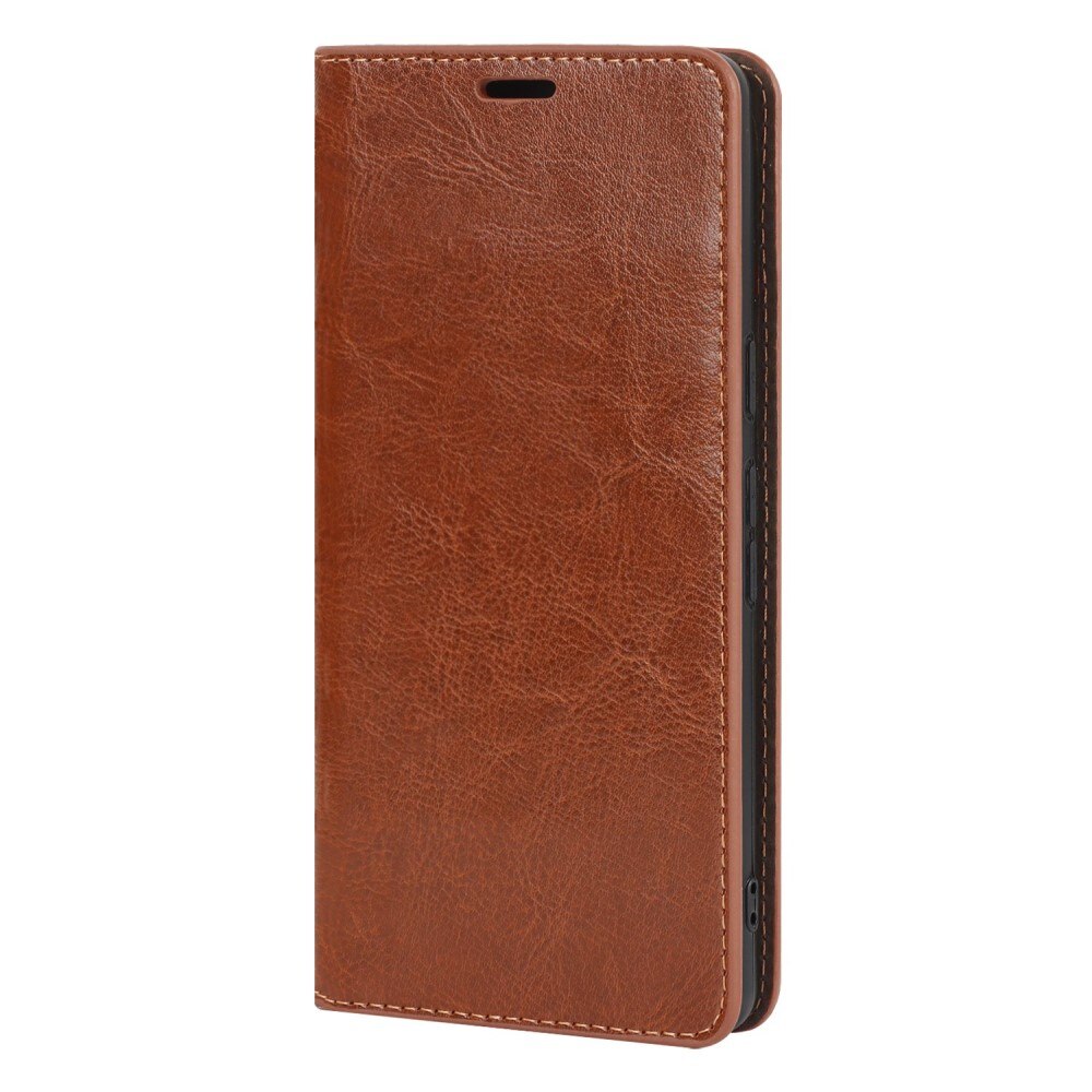 Coque portefeuille en cuir Veritable Google Pixel 7, marron