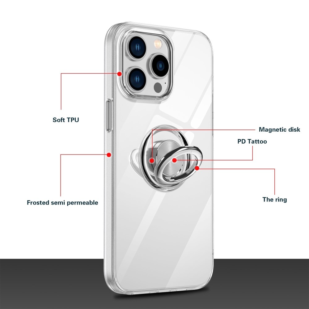 Coque TPU Finger Ring Kickstand iPhone 14 Pro Transparent