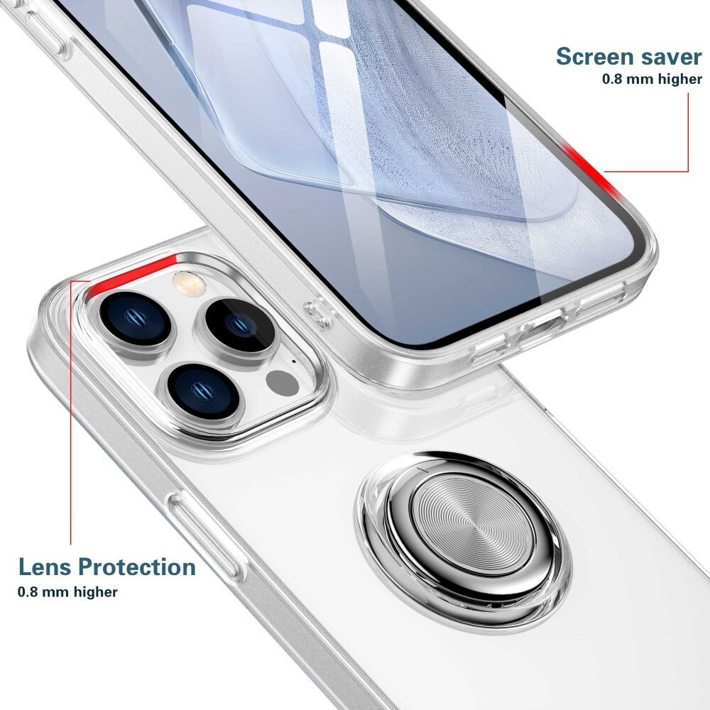 Coque TPU Finger Ring Kickstand iPhone 14 Pro Max Transparent