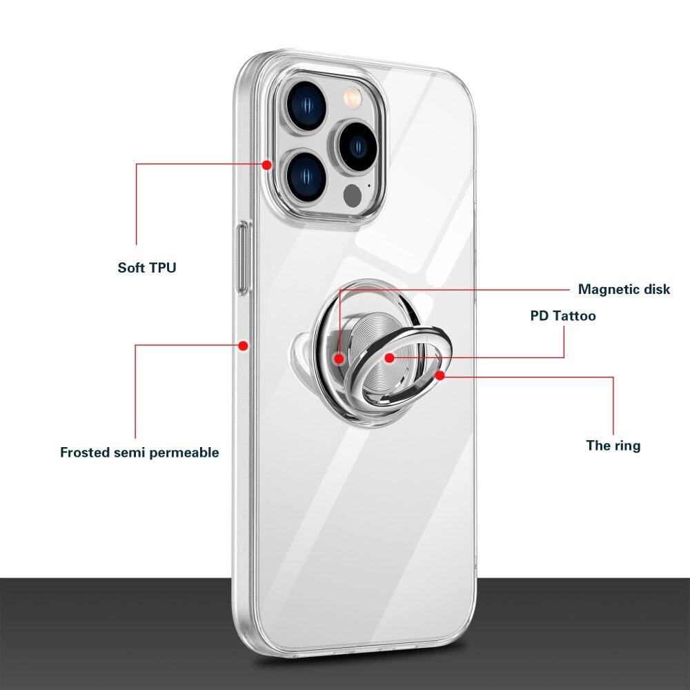 Coque TPU Finger Ring Kickstand iPhone 14 Plus Transparent