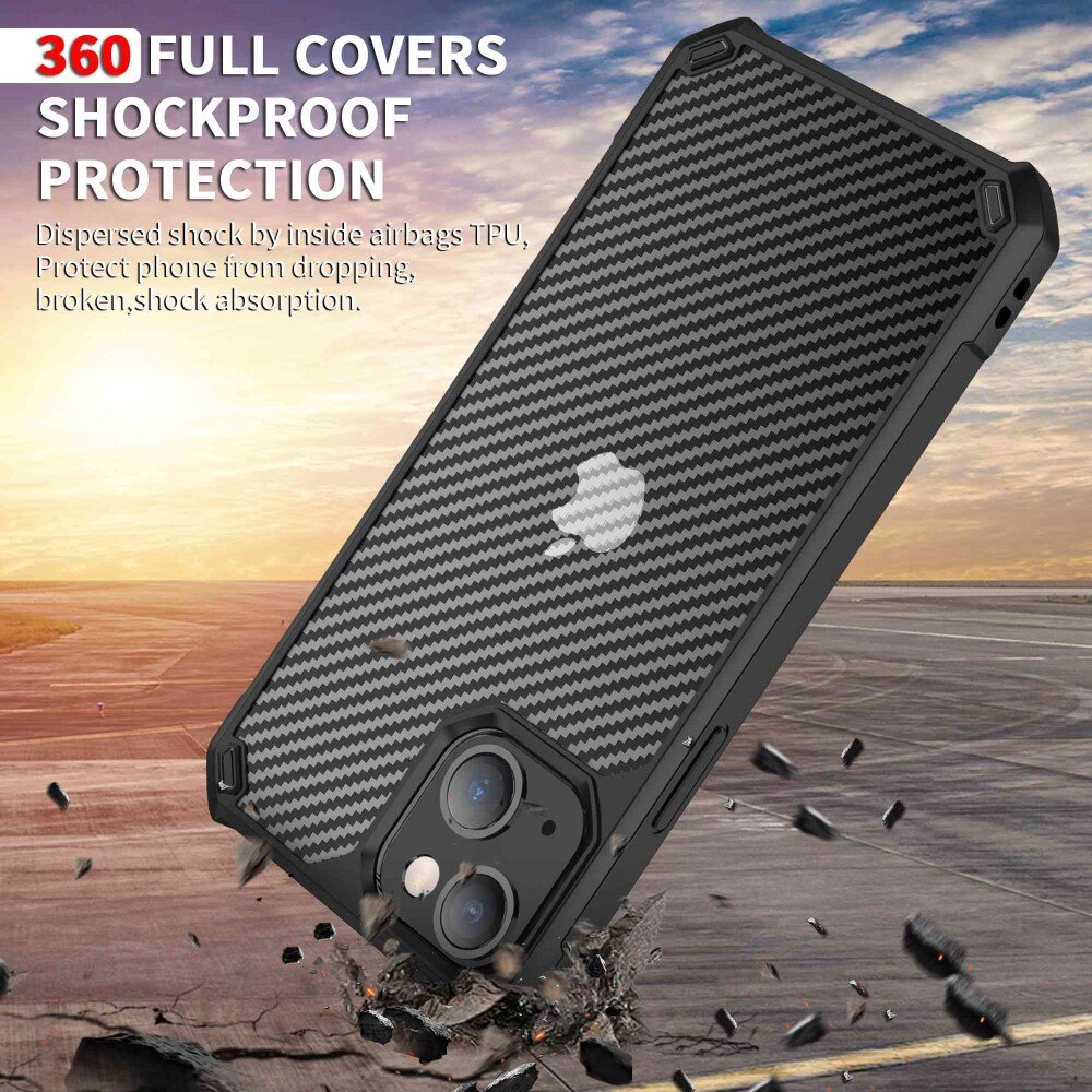 Coque Hybride iPhone 14, Fibre de carbone