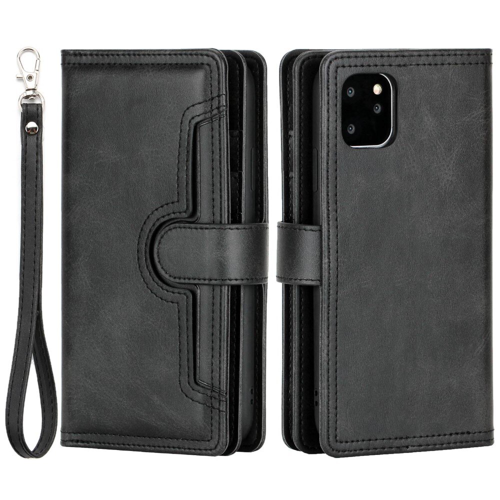 Portefeuille en cuir avec plusieurs fentes iPhone 14 Pro Max Noir