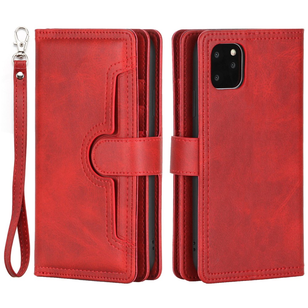 Portefeuille en cuir avec plusieurs fentes iPhone 14 Rouge