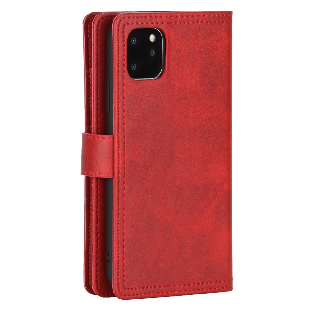 Portefeuille en cuir avec plusieurs fentes iPhone 14 Rouge