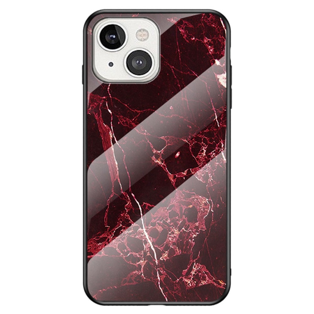 Coque en verre trempé iPhone 14 Marbre rouge