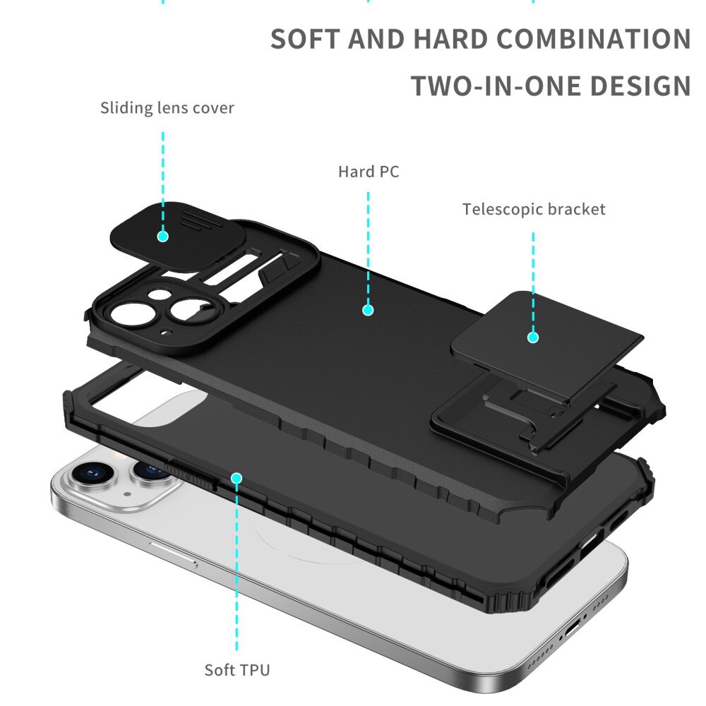 Coque Kickstand avec Protège Caméra Apple iPhone 14 Plus, Noir