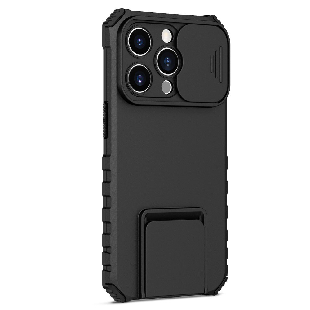 Coque Kickstand avec Protège Caméra iPhone 14 Pro, Noir