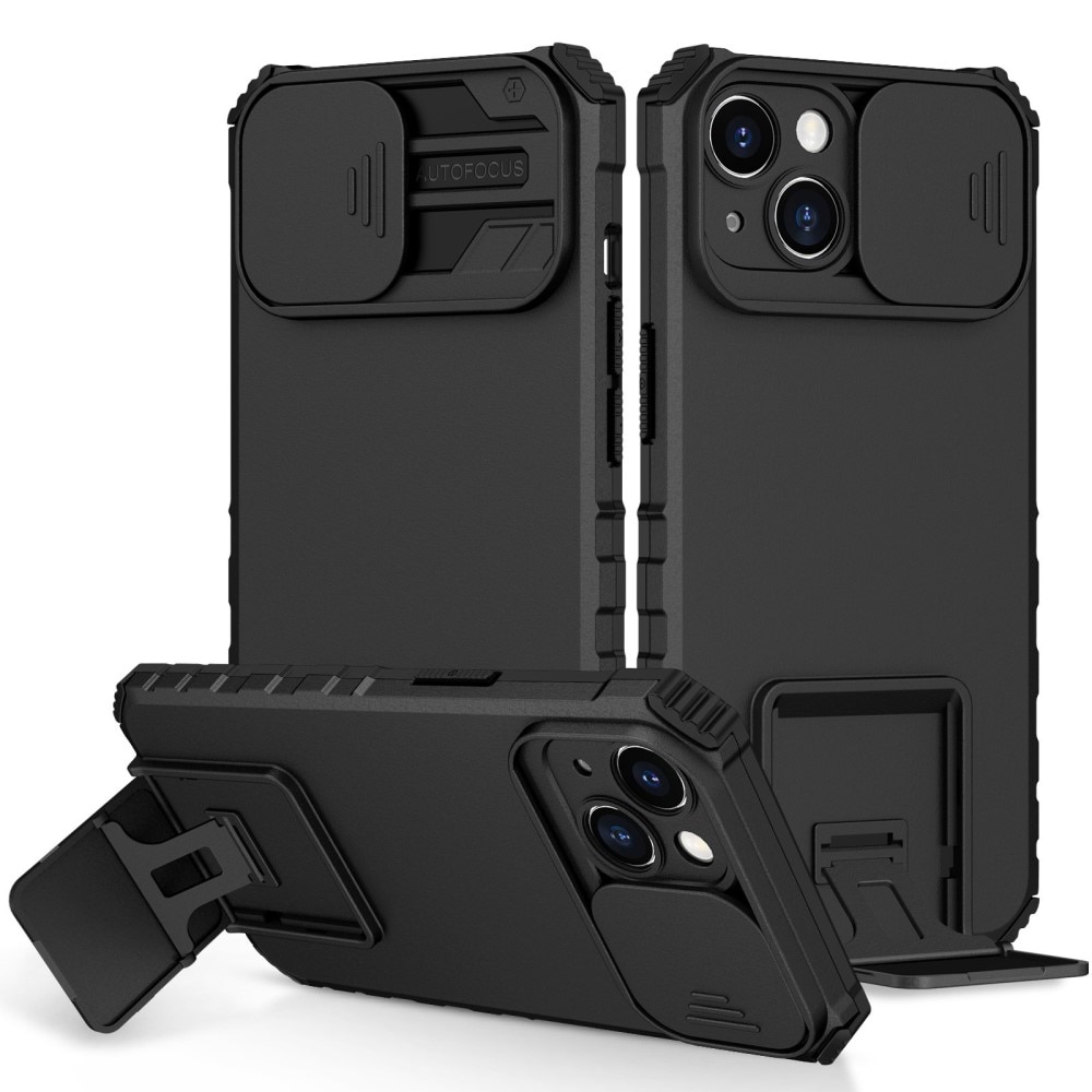 Coque Kickstand avec Protège Caméra iPhone 14 Noir