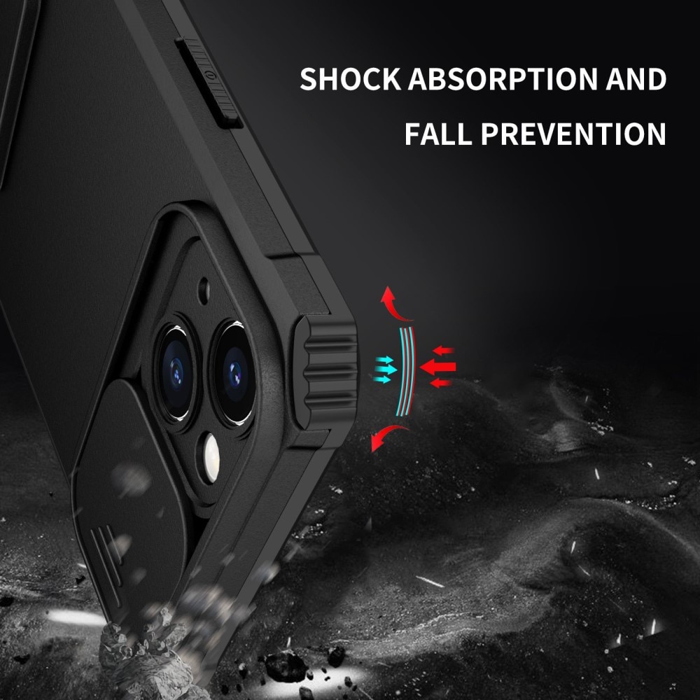 Coque Kickstand avec Protège Caméra iPhone 14 Noir