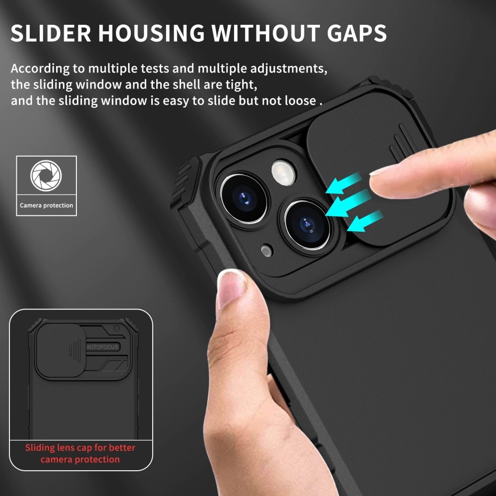 Coque Kickstand avec Protège Caméra Apple iPhone 14, Noir