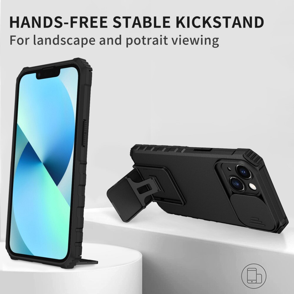 Coque Kickstand avec Protège Caméra Apple iPhone 14, Noir