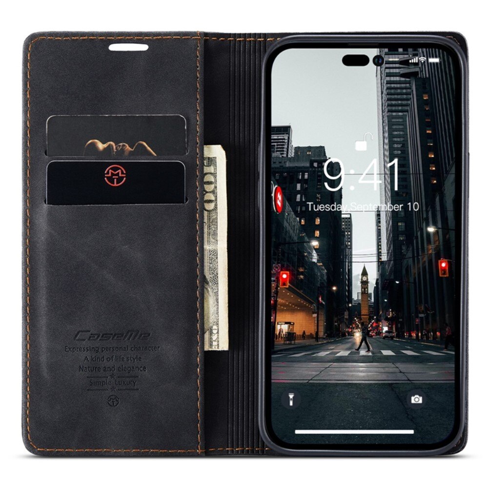 Étui portefeuille mince iPhone 14 Pro, Noir