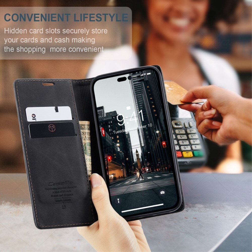Étui portefeuille mince iPhone 14 Pro, Noir