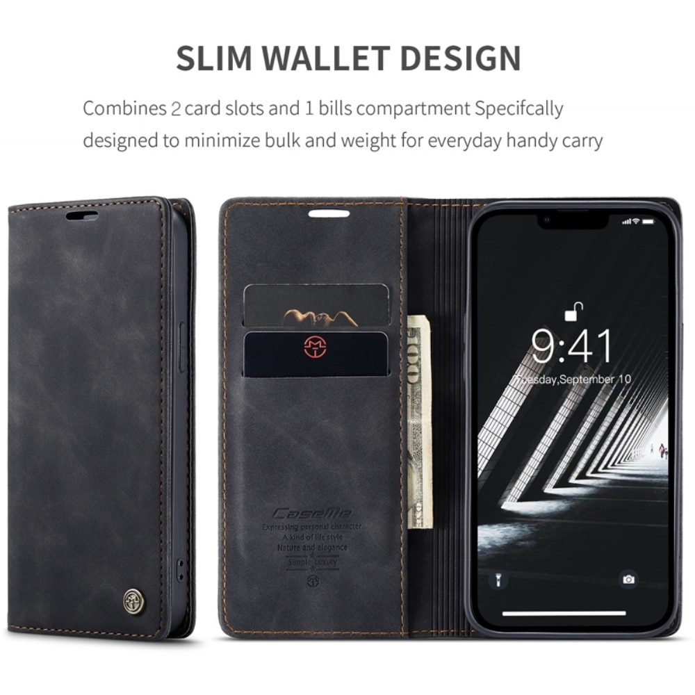 Étui portefeuille mince iPhone 14, Noir