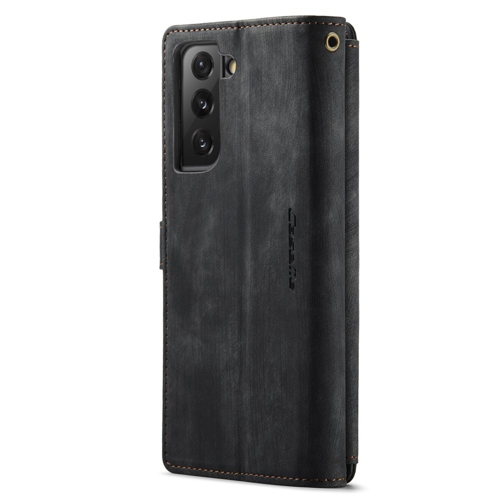 Étui portefeuille à glissière Samsung Galaxy S22, Noir