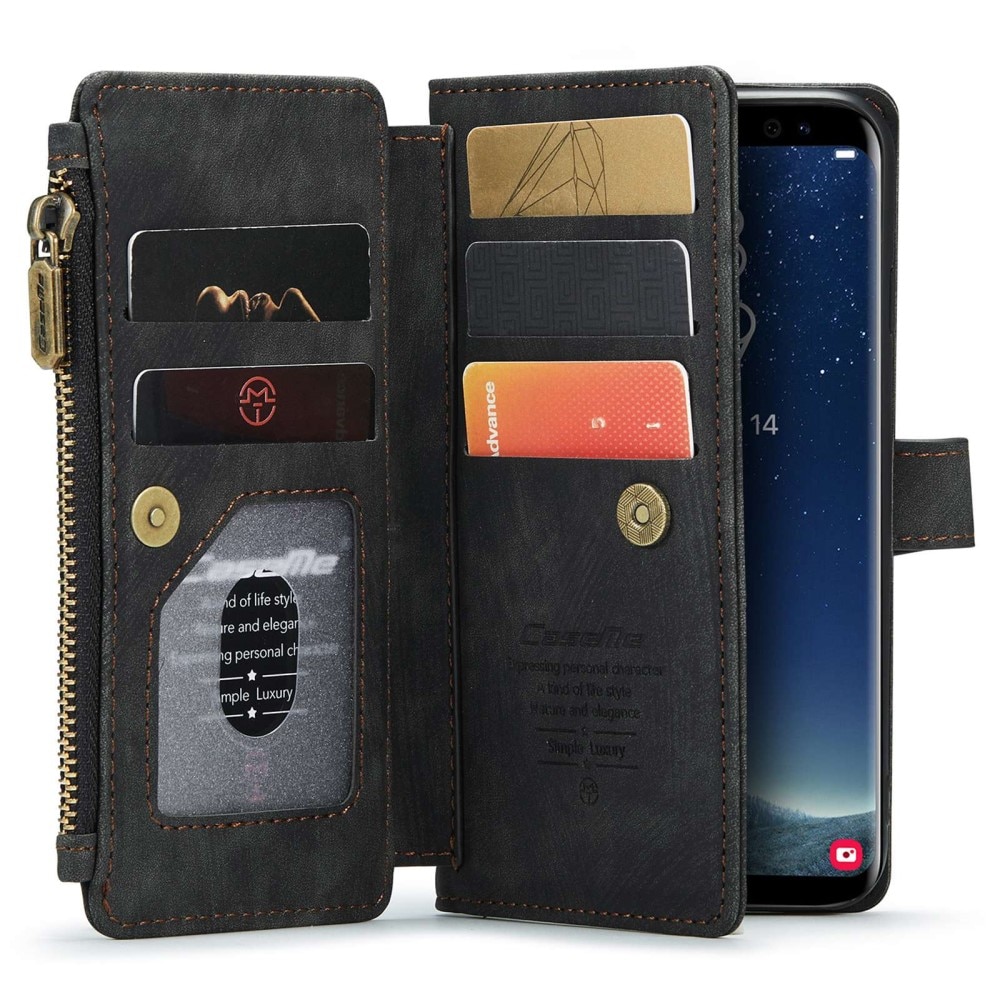 Étui portefeuille à glissière Samsung Galaxy S22, noir