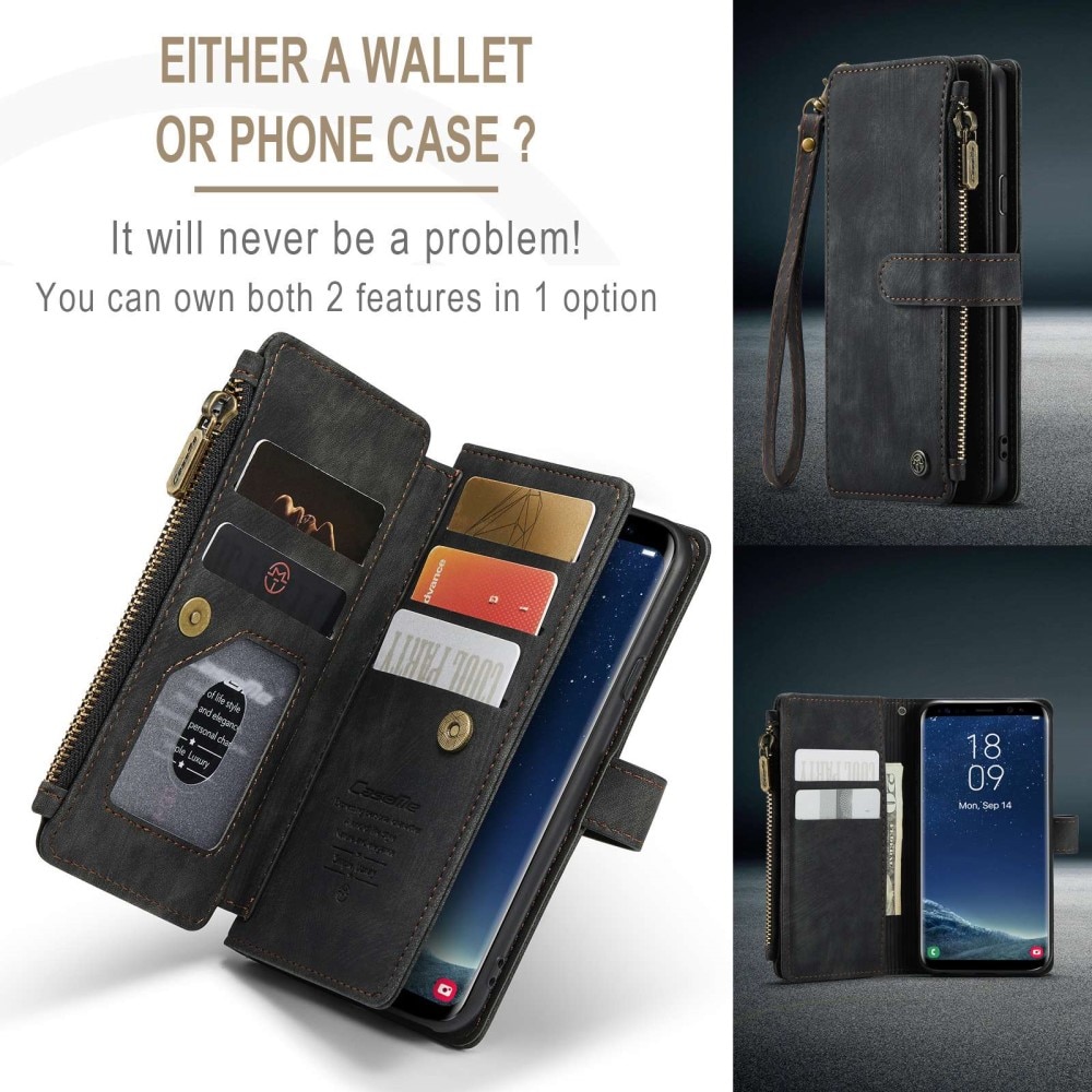 Étui portefeuille à glissière Samsung Galaxy S22, Noir