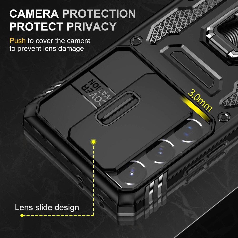 Coque Hybride Ring avec Protège Caméra Samsung Galaxy S21 Ultra, Noir