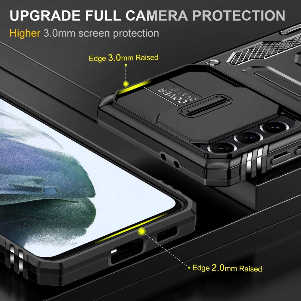 Coque Hybride Ring avec Protège Caméra Samsung Galaxy S21, Noir