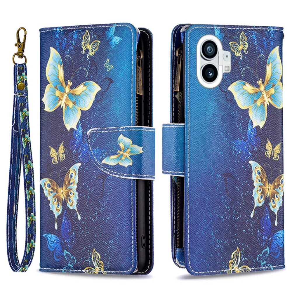 Coque Étui portefeuille Nothing Phone 1 Papillons bleus