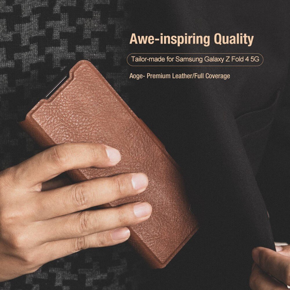 Coque Leather Case with Pen Slot Samsung Galaxy Z Fold 4 Marron