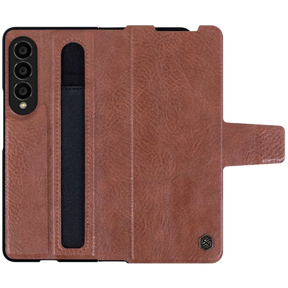 Coque Leather Case with Pen Slot Samsung Galaxy Z Fold 4 Marron