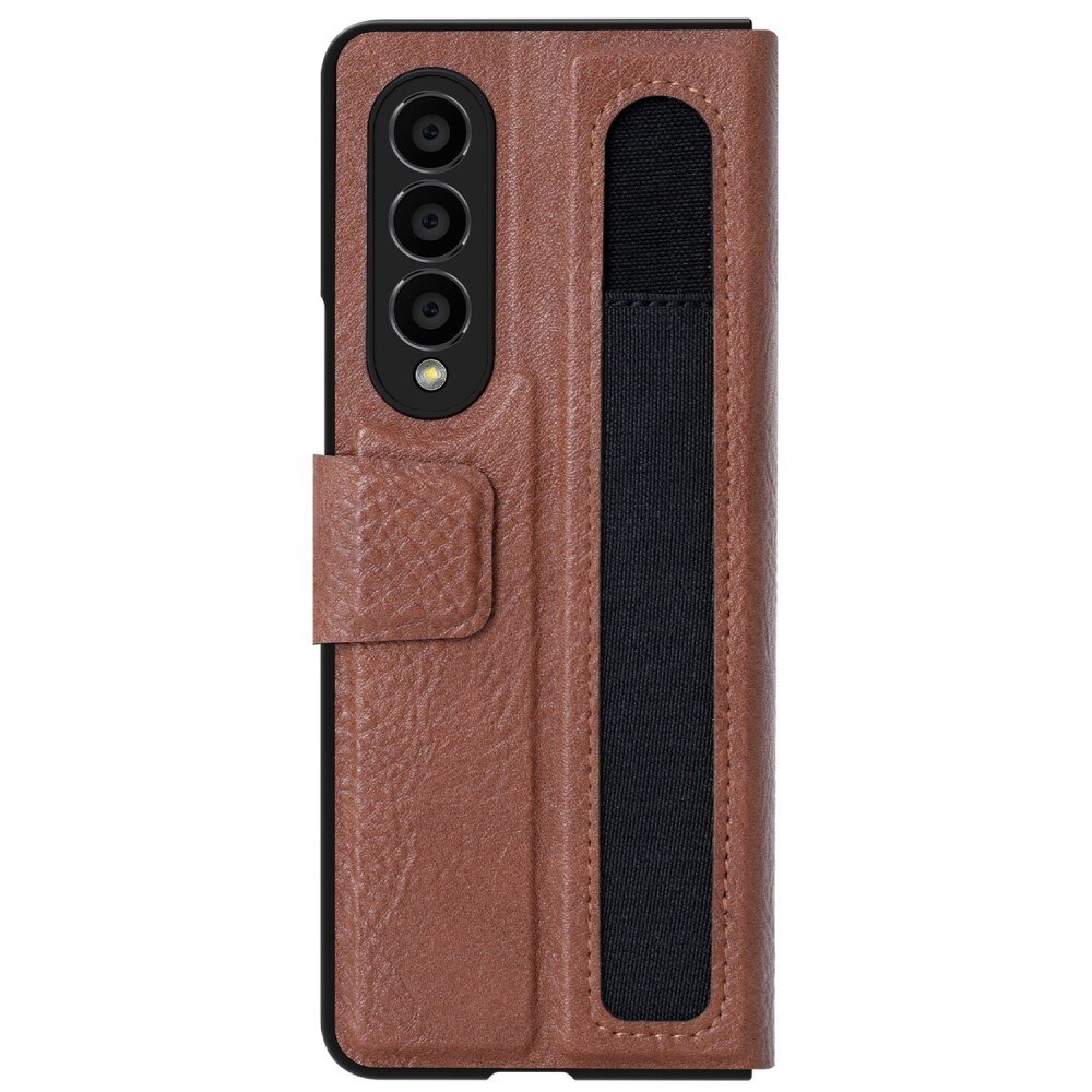 Coque Leather Case with Pen Slot Samsung Galaxy Z Fold 4 Marron