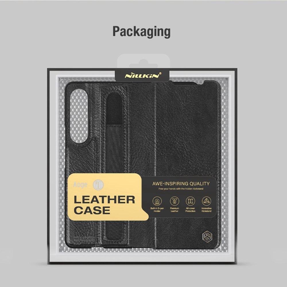 Coque Leather Case with Pen Slot Samsung Galaxy Z Fold 4 Noir