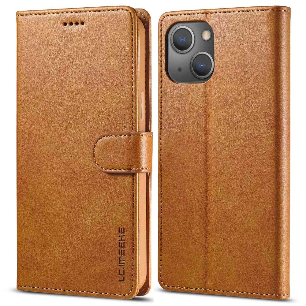 Étui portefeuille iPhone 14 Cognac