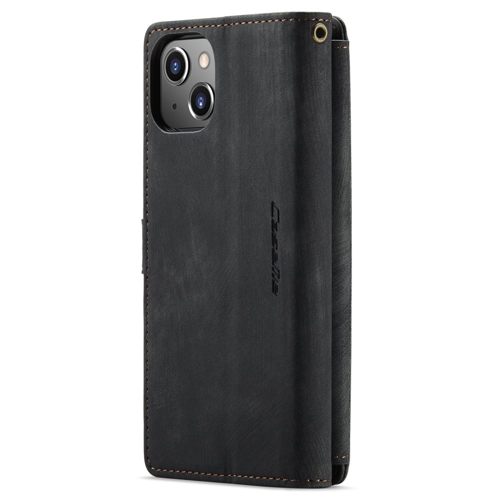Étui portefeuille à glissière iPhone 14, Noir