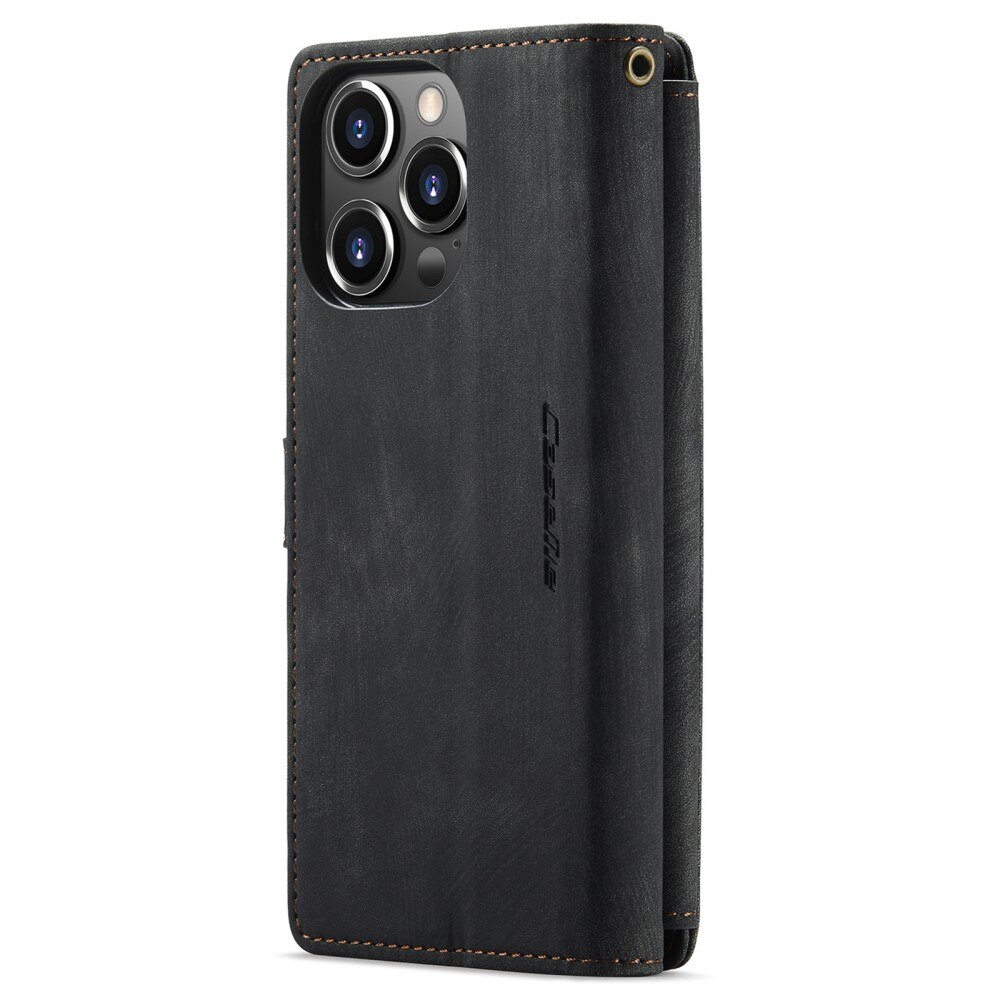 Étui portefeuille à glissière iPhone 14 Pro, Noir