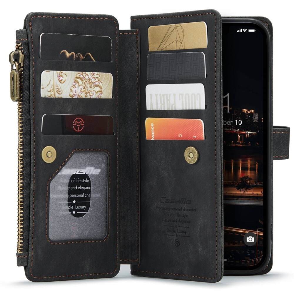 Étui portefeuille à glissière Apple iPhone 14 Plus, Noir