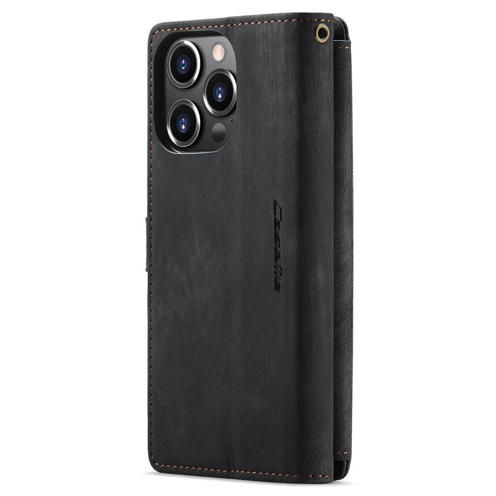 Étui portefeuille à glissière iPhone 14 Pro Max, Noir