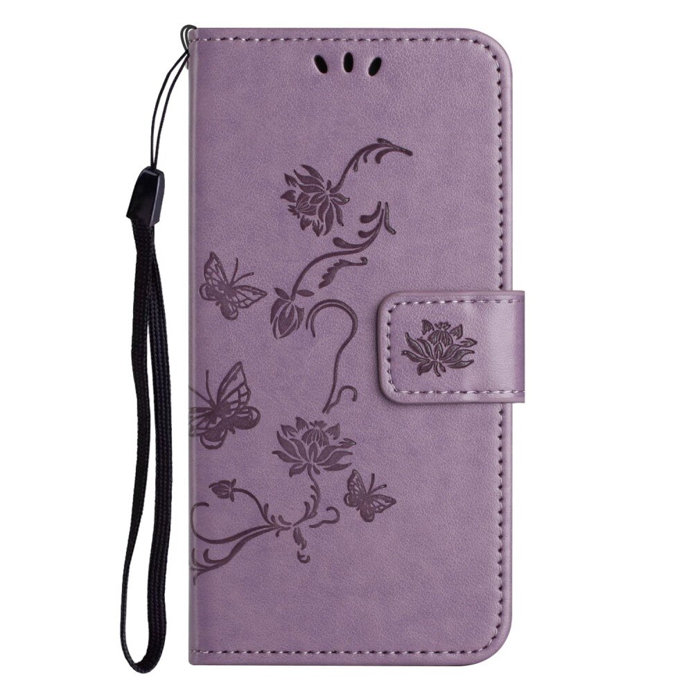Étui en cuir à papillons pour iPhone 14 Plus, Violet