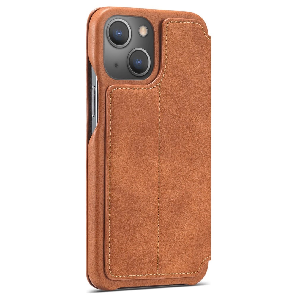 Étui portefeuille mince iPhone 14 Cognac